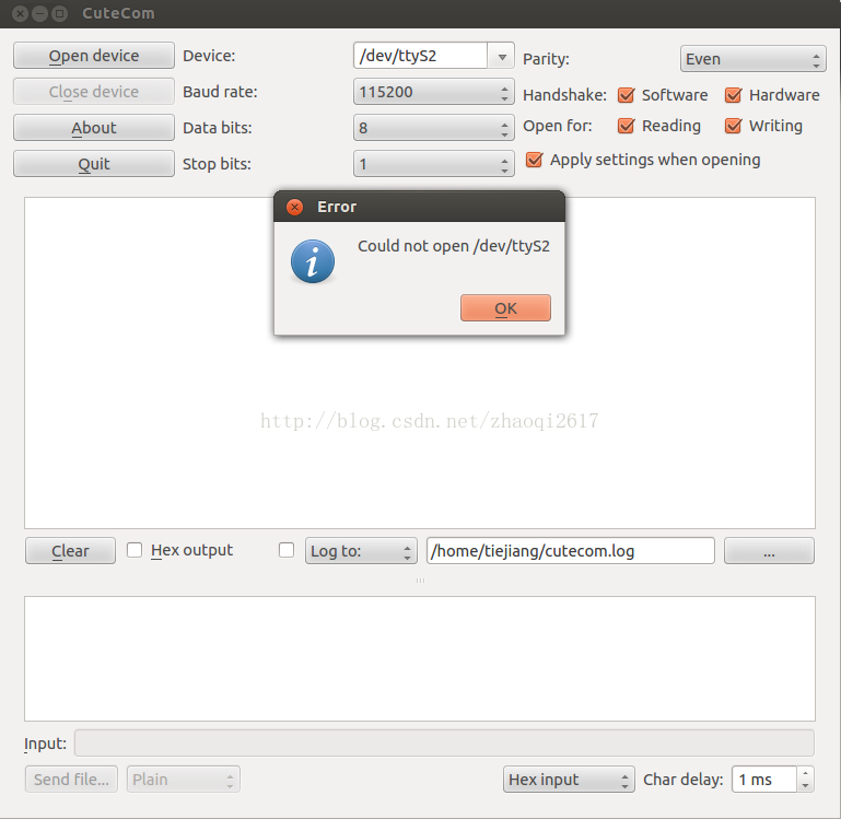 Ubuntu下cutecom图像界面串口调试工具使用详细