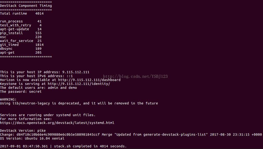 Ubuntu16.04下使用Devstack快速安装、部署Openstack