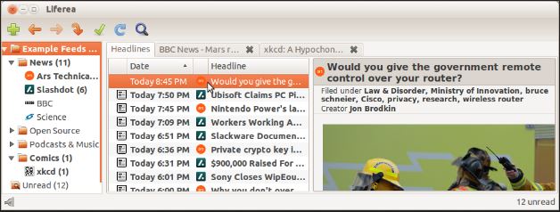 RSS新闻阅读器Liferea 1.12.0发布，Ubuntu下安装方法