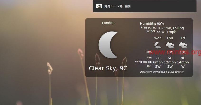 LinuxMint Cinnamon添加桌面天气及小程序