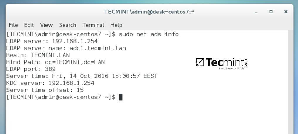 将CentOS 7桌面系统加入到Samba4 AD域环境中
