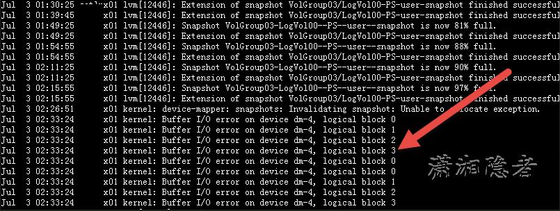 Linux Buffer I/O error on device dm-4, logical block