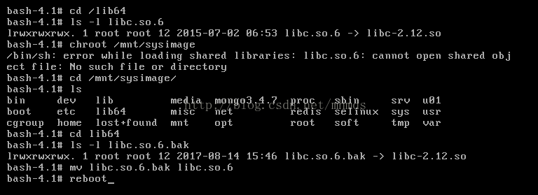 Linux rescue模式修复由于libc.so.6错误导致系统所有命令不可用