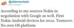 传诺基亚的Android产品将于2012年推出