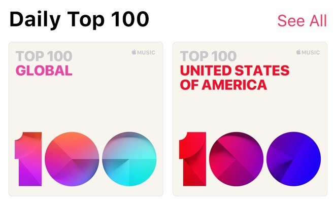 Apple Music新增每日Top 100榜单