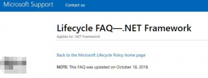微软各系统支持.NET Framework 3.5的最后时间表