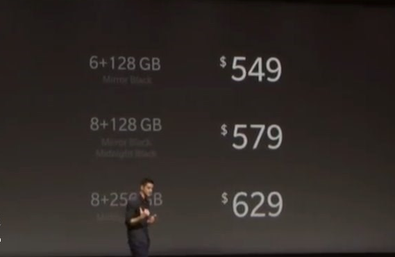 一加6T新机的售价：6GB+128GB标配售价为549美元（约合人民币3822元）