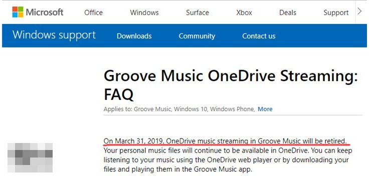 微软Groove音乐：本月31日停止支持OneDrive音乐播放