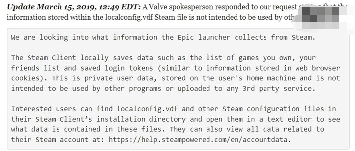 V社对Epic商店收集Steam用户信息不满